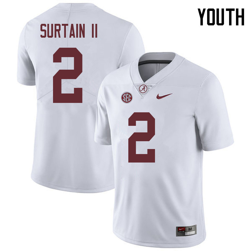 Youth #2 Patrick Surtain II Alabama Crimson Tide College Football Jerseys Sale-White